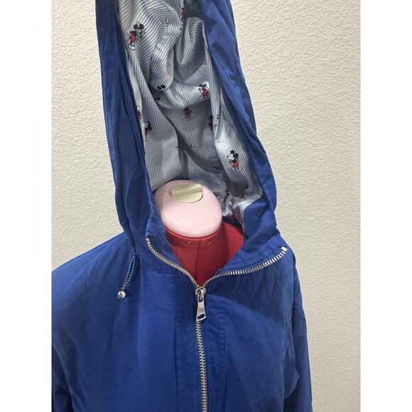 Disney Mickey Mouse Blue Raincoat Hooded Jacket Pockets Fun Lining - Picture 3 of 7